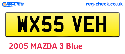 WX55VEH are the vehicle registration plates.