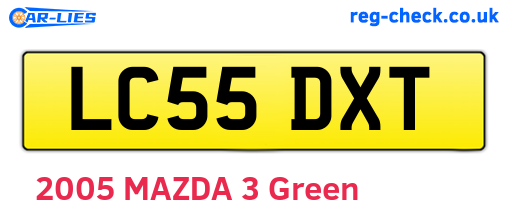 LC55DXT are the vehicle registration plates.
