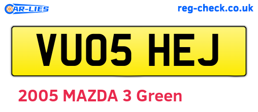 VU05HEJ are the vehicle registration plates.
