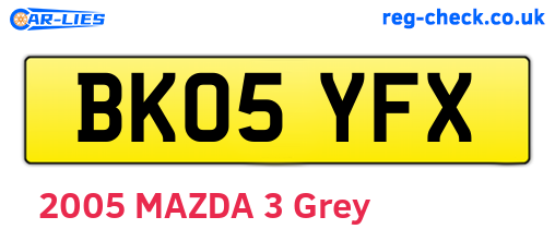 BK05YFX are the vehicle registration plates.