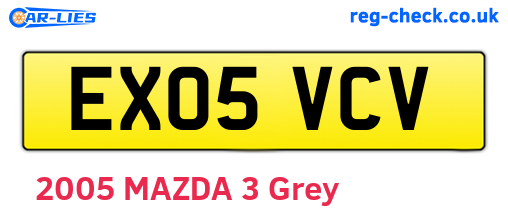 EX05VCV are the vehicle registration plates.