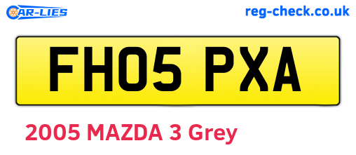 FH05PXA are the vehicle registration plates.