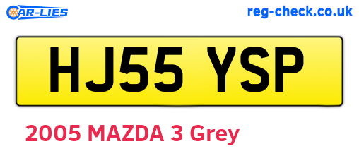HJ55YSP are the vehicle registration plates.