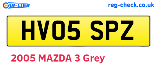 HV05SPZ are the vehicle registration plates.