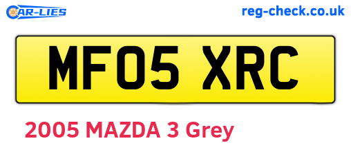 MF05XRC are the vehicle registration plates.
