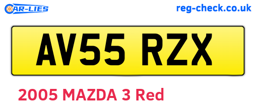 AV55RZX are the vehicle registration plates.