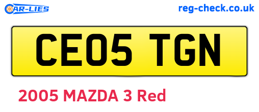 CE05TGN are the vehicle registration plates.