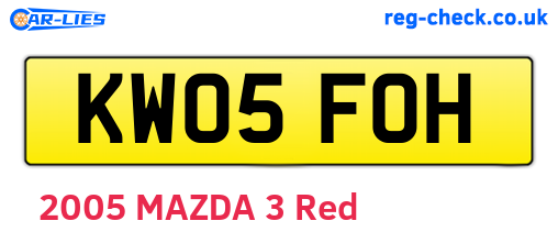 KW05FOH are the vehicle registration plates.