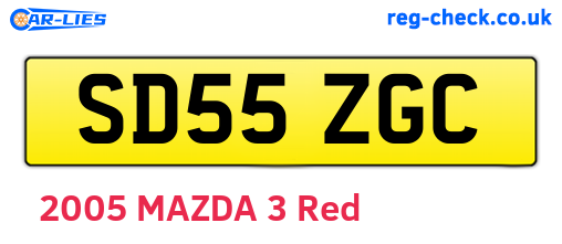 SD55ZGC are the vehicle registration plates.