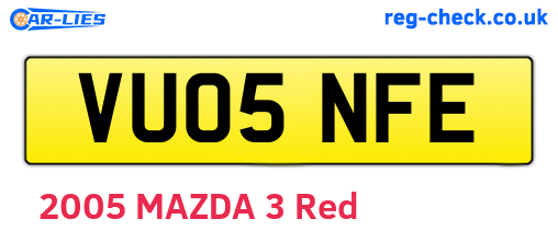VU05NFE are the vehicle registration plates.