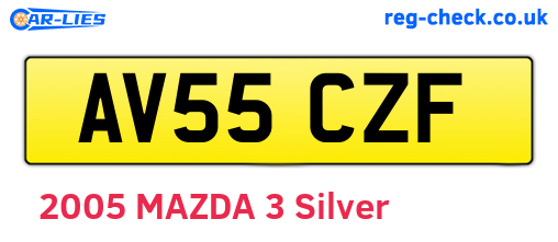 AV55CZF are the vehicle registration plates.