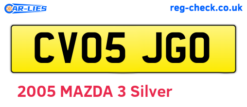 CV05JGO are the vehicle registration plates.