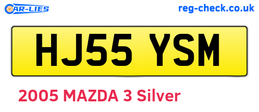 HJ55YSM are the vehicle registration plates.