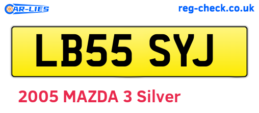 LB55SYJ are the vehicle registration plates.