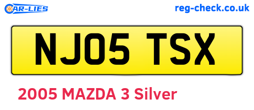NJ05TSX are the vehicle registration plates.