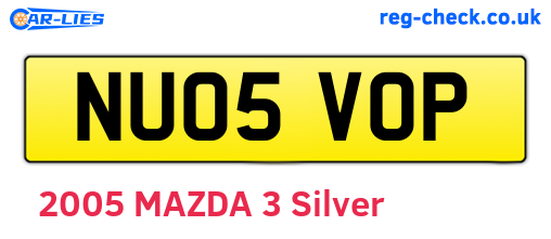 NU05VOP are the vehicle registration plates.
