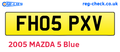 FH05PXV are the vehicle registration plates.