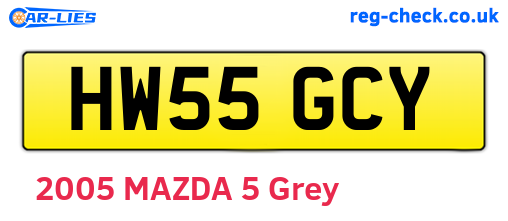 HW55GCY are the vehicle registration plates.