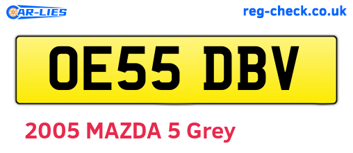 OE55DBV are the vehicle registration plates.