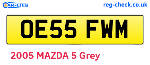 OE55FWM are the vehicle registration plates.