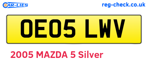 OE05LWV are the vehicle registration plates.