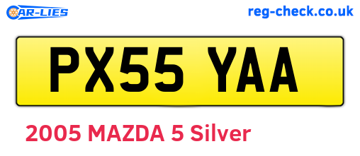 PX55YAA are the vehicle registration plates.