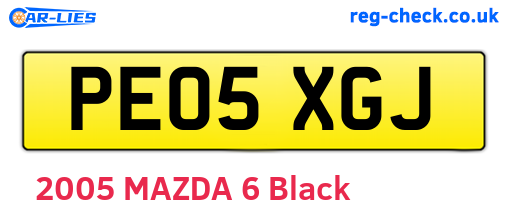 PE05XGJ are the vehicle registration plates.