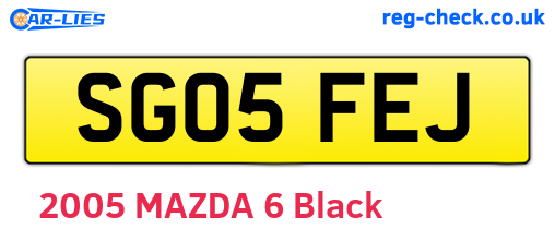 SG05FEJ are the vehicle registration plates.