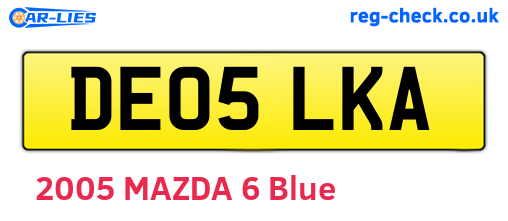 DE05LKA are the vehicle registration plates.