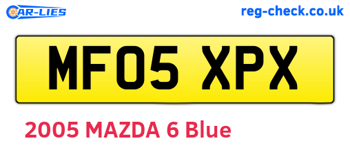 MF05XPX are the vehicle registration plates.