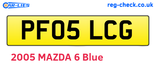 PF05LCG are the vehicle registration plates.
