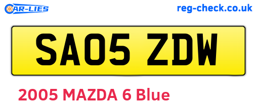 SA05ZDW are the vehicle registration plates.