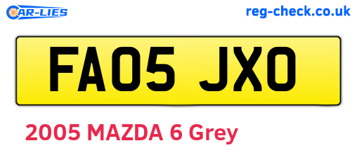 FA05JXO are the vehicle registration plates.