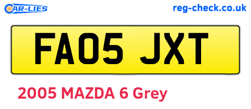 FA05JXT are the vehicle registration plates.