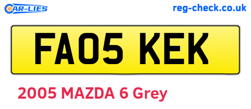 FA05KEK are the vehicle registration plates.