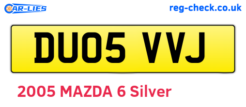 DU05VVJ are the vehicle registration plates.