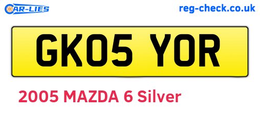 GK05YOR are the vehicle registration plates.