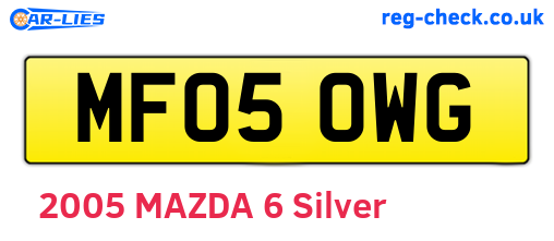 MF05OWG are the vehicle registration plates.