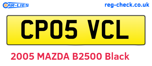 CP05VCL are the vehicle registration plates.