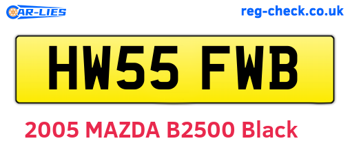 HW55FWB are the vehicle registration plates.