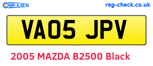 VA05JPV are the vehicle registration plates.