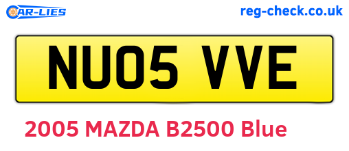 NU05VVE are the vehicle registration plates.