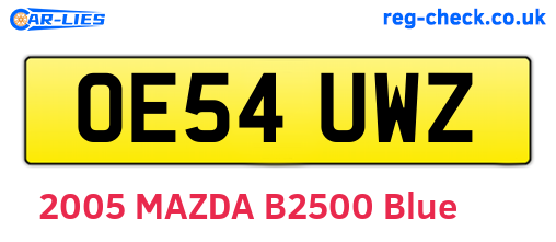 OE54UWZ are the vehicle registration plates.