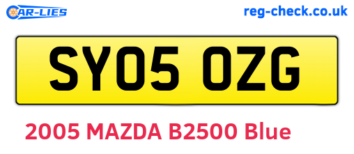 SY05OZG are the vehicle registration plates.