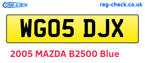 WG05DJX are the vehicle registration plates.