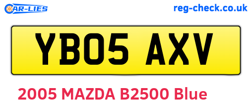 YB05AXV are the vehicle registration plates.