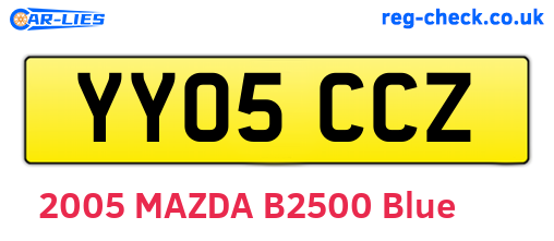 YY05CCZ are the vehicle registration plates.