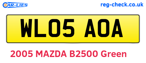 WL05AOA are the vehicle registration plates.