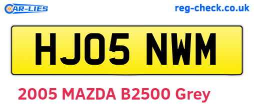 HJ05NWM are the vehicle registration plates.