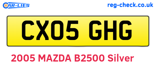 CX05GHG are the vehicle registration plates.
